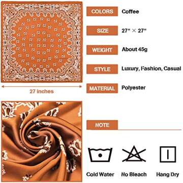 Syhood 4 Pcs 27'' Square Satin Head Scarves Satin Bandanas for Women Satin Headband Scarves Silk Feeling Scarf Boho Headwear (Navy Blue, Coffee, Black Beige)