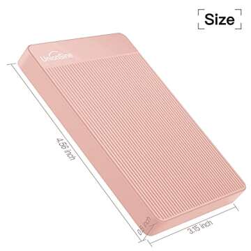 UnionSine 500GB Ultra Slim Portable External Hard Drive USB3.0 HDD Storage Compatible for PC, Desktop, Laptop,Mac, Xbox One, Xbox 360, PS4(Pink) HD-2510