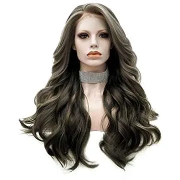 IMSTYLE Highlight Synthetic Lace Front Wig Blonde Brown Synthetic Lace Front Wig Long Wavy Heat Resistant 26 Inch