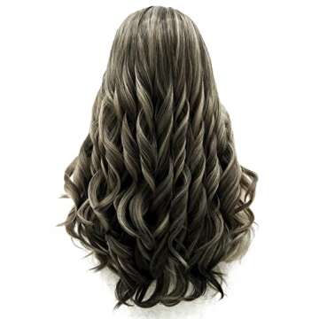 IMSTYLE Highlight Synthetic Lace Front Wig Blonde Brown Synthetic Lace Front Wig Long Wavy Heat Resistant 26 Inch