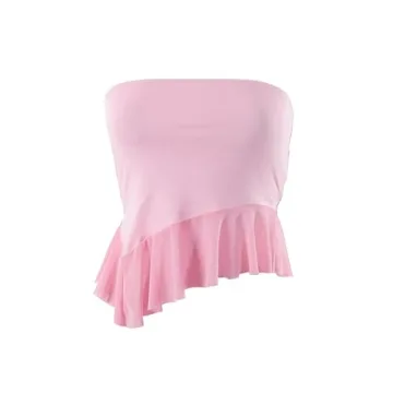 Remidoo Strapless Ruffle Crop Top for Stylish Outings