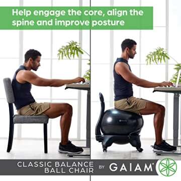 Gaiam Balance Ball Chair for Ergonomic Comfort and Posture
