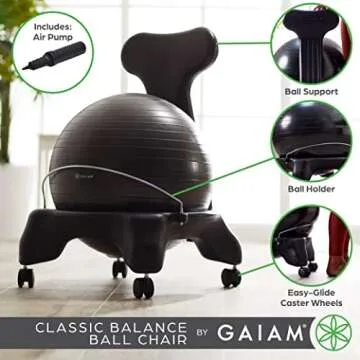 Gaiam Balance Ball Chair for Ergonomic Comfort and Posture