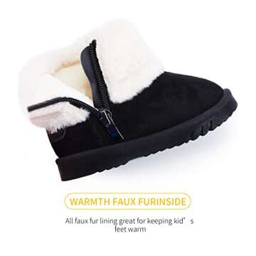 BMCiTYBM Baby Snow Winter Boots Girls Boys Cold Weather Faux Fur Shoes 6 12 18 24 Months Black Size ...