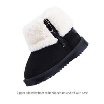 BMCiTYBM Baby Snow Winter Boots Girls Boys Cold Weather Faux Fur Shoes 6 12 18 24 Months Black Size 6-12 Months Infant