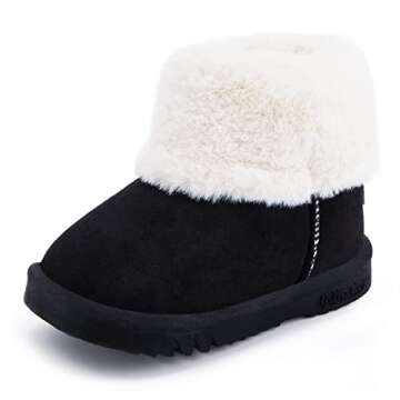 BMCiTYBM Baby Snow Winter Boots Girls Boys Cold Weather Faux Fur Shoes 6 12 18 24 Months Black Size 6-12 Months Infant