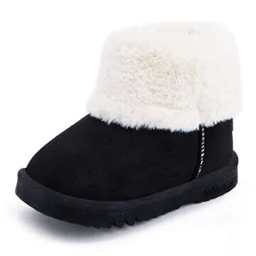 BMCiTYBM Baby Snow Winter Boots Girls Boys Cold Weather Faux Fur Shoes 6 12 18 24 Months Black Size 6-12 Months Infant