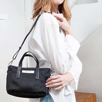 qbag paris nest supermini nested zip 2-way shoulder bag,Stylish Business,women's large tote bag, lightweight,Washable Mesh Design,rose