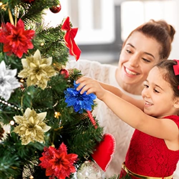 Vibrant Christmas Poinsettia Decorations - 12 Pcs