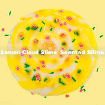 Cloud Slime Kit 5 Pack, with Peach Rainbow Lemon Coffee Slime Charms, DIY Slime Supplies for Girls a...