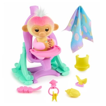 Fingerlings 2023 Interactive Baby Monkey Nursery Playset – Jas with 2-in-1 Cradle and High Chair, ...