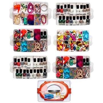 Sooyee 6 Layers Stackable Storage Container Clear 60 Adjustable Compartments,Compatible with Small Toys Arts and Crafts Piping Tips Hardware Storage Organizer