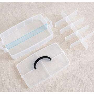 Sooyee 6 Layers Stackable Storage Container Clear 60 Adjustable Compartments,Compatible with Small Toys Arts and Crafts Piping Tips Hardware Storage Organizer