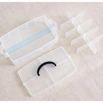 Sooyee 6 Layers Stackable Storage Container Clear 60 Adjustable Compartments,Compatible with Small Toys Arts and Crafts Piping Tips Hardware Storage Organizer