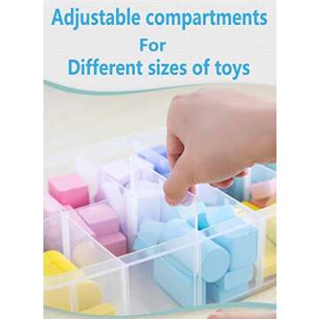 Sooyee 6 Layers Stackable Storage Container Clear 60 Adjustable Compartments,Compatible with Small Toys Arts and Crafts Piping Tips Hardware Storage Organizer