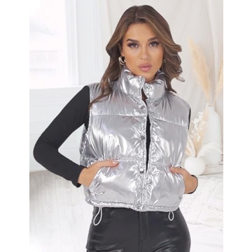 Chic Flygo Women's Winter Crop Vest - Stylish and Warm