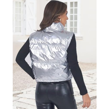 Chic Flygo Women's Winter Crop Vest - Stylish and Warm