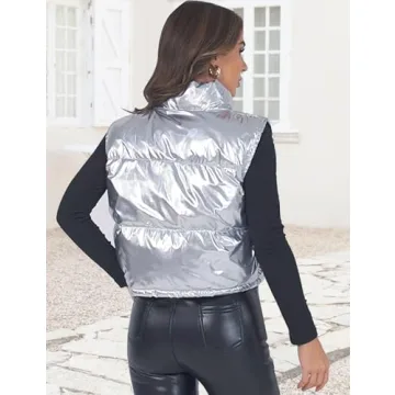 Chic Flygo Women's Winter Crop Vest - Stylish and Warm