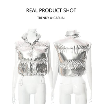 Chic Flygo Women's Winter Crop Vest - Stylish and Warm