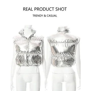 Chic Flygo Women's Winter Crop Vest - Stylish and Warm