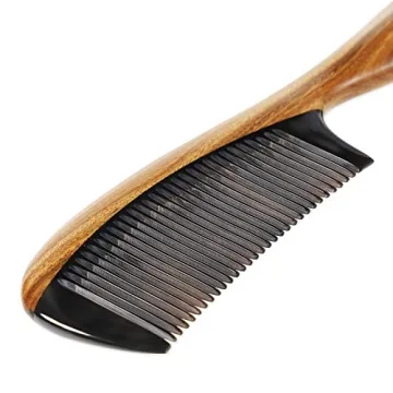 Handmade Buffalo Horn Sandalwood Hair Comb Anti-Static