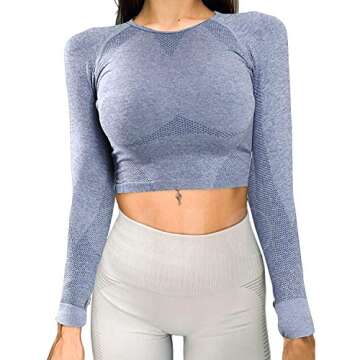 COLO Long Sleeve Crop Tops for Women - Activewear Workout Yoga Gym Top Lounge T Shirts