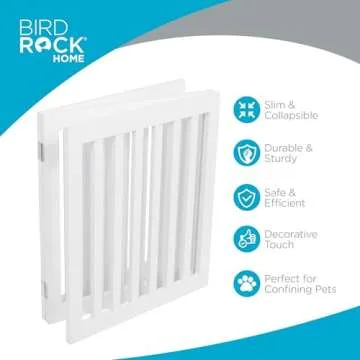 INTERNET'S BEST Dog Gate Indoor Freestanding Pet Barrier, Folding Wood Dog Fence, Extra Wide Doorway Puppy Gate, Indoor Animal Privacy Panel, Wooden Cat Fence - 3 Panel - 24", White