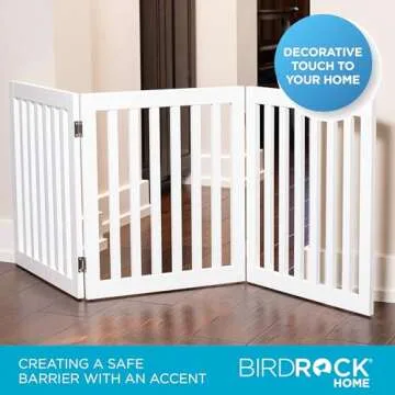 INTERNET'S BEST Dog Gate Indoor Freestanding Pet Barrier, Folding Wood Dog Fence, Extra Wide Doorway Puppy Gate, Indoor Animal Privacy Panel, Wooden Cat Fence - 3 Panel - 24", White