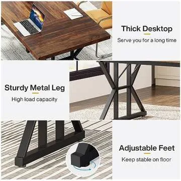 Tribesigns 70.8-Inch Executive Desk, Large Computer Office Desk Workstation, Modern Simple Style Laptop Desk Study Writing Table Business Furniture for Home Office (Brown/Black, 70.8 Inch)