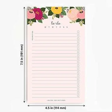 Bliss Collections Floral To Do List Notepad - 50 Sheets