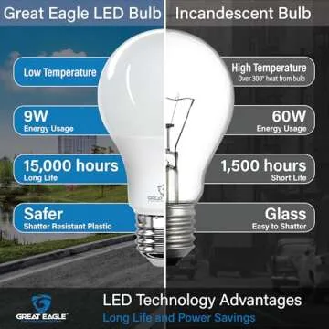 Great Eagle A19 LED Bulbs - Energy Efficient 5000K Brightness
