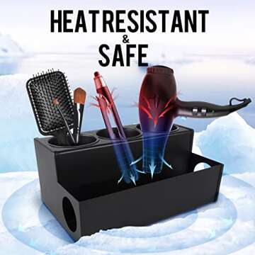 TWIZIUAO Hair Dryer Holder for Bathroom, Wall-Mounted Stainless Steel Hair Tools Organizer & Makeup ...