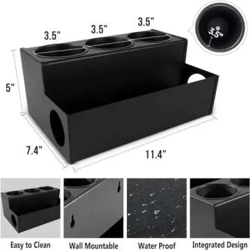 TWIZIUAO Hair Dryer Holder for Bathroom, Wall-Mounted Stainless Steel Hair Tools Organizer & Makeup Storage Space Saving Countertop Tray, Bathtub Organizer for Curling Irons, Bathtub Organizer