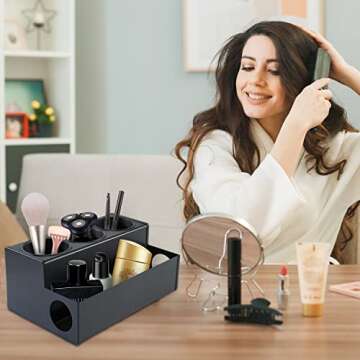 TWIZIUAO Hair Dryer Holder for Bathroom, Wall-Mounted Stainless Steel Hair Tools Organizer & Makeup Storage Space Saving Countertop Tray, Bathtub Organizer for Curling Irons, Bathtub Organizer