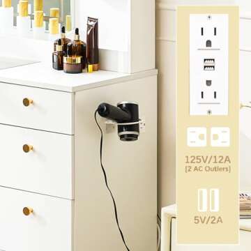 55 INCH Large Vanity Desk with Mirror - Glass Vanity Tabletop with Power Outlet, Lights, Make Up Desk with Drawers, Shelf, Storage for Girl, Women, Bedroom, White