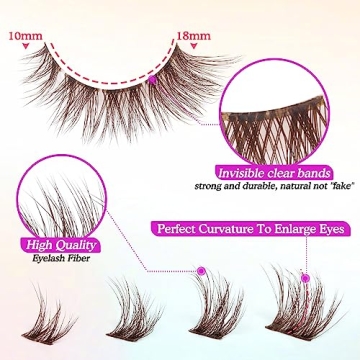 GVEFETIEE Wispy Brown Lash Clusters for Natural Glamour