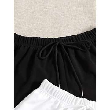 MakeMeChic Women's 3pack Elastic Waist Knot Front Lounge Track Shorts Black White Dark Grey L