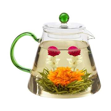 Teabloom Litchi & Peach Flowering Teas – Hand-Tied Flowering Tea Balls - Each Tea Blossom Can Be Used Multiple Times (2-Pack)