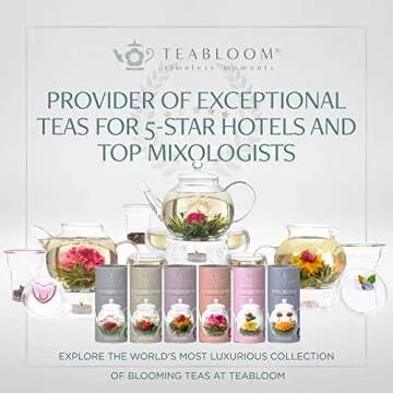 Teabloom Litchi & Peach Flowering Teas – Hand-Tied Flowering Tea Balls - Each Tea Blossom Can Be Used Multiple Times (2-Pack)