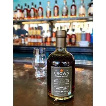 Crown Maple Bourbon Barrel Aged Organic Maple Syrup, 12.7 Fl Oz, Pancakes, Flavor Cocktails, Marinades and Sauces