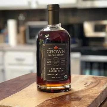 Crown Maple Bourbon Barrel Aged Organic Maple Syrup, 12.7 Fl Oz, Pancakes, Flavor Cocktails, Marinades and Sauces