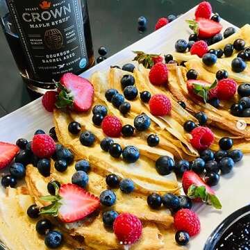 Crown Maple Bourbon Barrel Aged Organic Maple Syrup, 12.7 Fl Oz, Pancakes, Flavor Cocktails, Marinades and Sauces