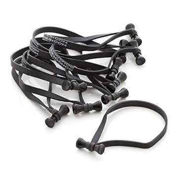 BongoTies ALL-BLACK "Obsidian" Bongo Ties - 10 Pack "Style-D" ~ Professional cable ties made of natural rubber and bamboo ~ HANDY TIES FOR CABLES AND OTHER UNRULY ITEMS