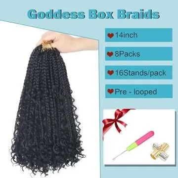 Goddess Bohemian Box Braids Crochet Hair - 14 Inch Curly Ends