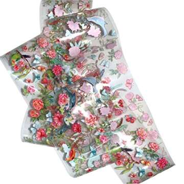 Butterfly Nail Art Peony Flower Foil Nail Art Bird DIY Nail Art Stickers Floral Leaf Rose for UV Gel Nail Polish Animal Bird Nail Decals for Women and Girls Transfer Charm Decor