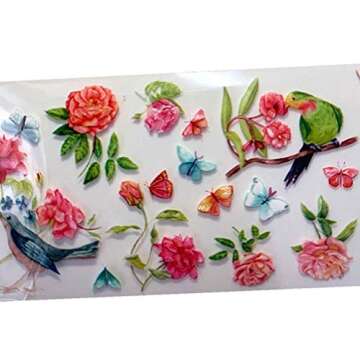 Butterfly Nail Art Peony Flower Foil Nail Art Bird DIY Nail Art Stickers Floral Leaf Rose for UV Gel Nail Polish Animal Bird Nail Decals for Women and Girls Transfer Charm Decor