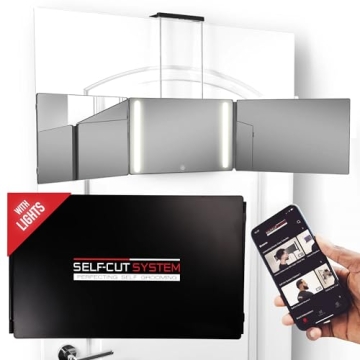 Self-Cut System Travel Version - 3 Way Mirror with Lights for Hair Cutting