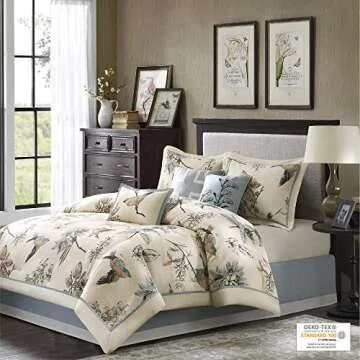Madison Park Quincy Nature-Themed 7 Piece Comforter Set for Queen Beds