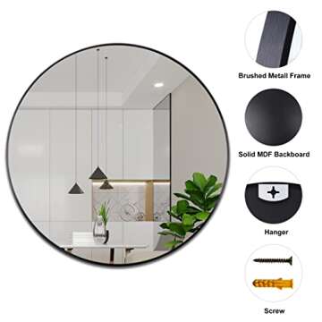 SDKOA Round Circle Mirror - Elegant Wall Decor