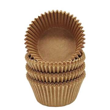 Mombake Premium Natural Greaseproof Cupcake Liners Muffin Paper Baking Cups Standard Size, 100-Count